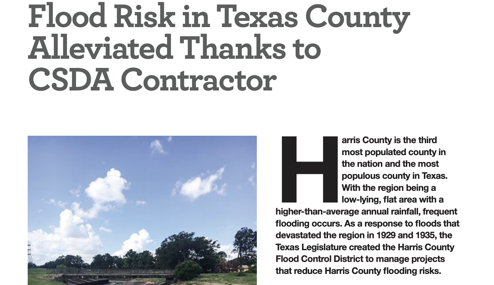 CSDA Contractor Removes Three Bridges to Help Alleviate Texas County Flood Risk