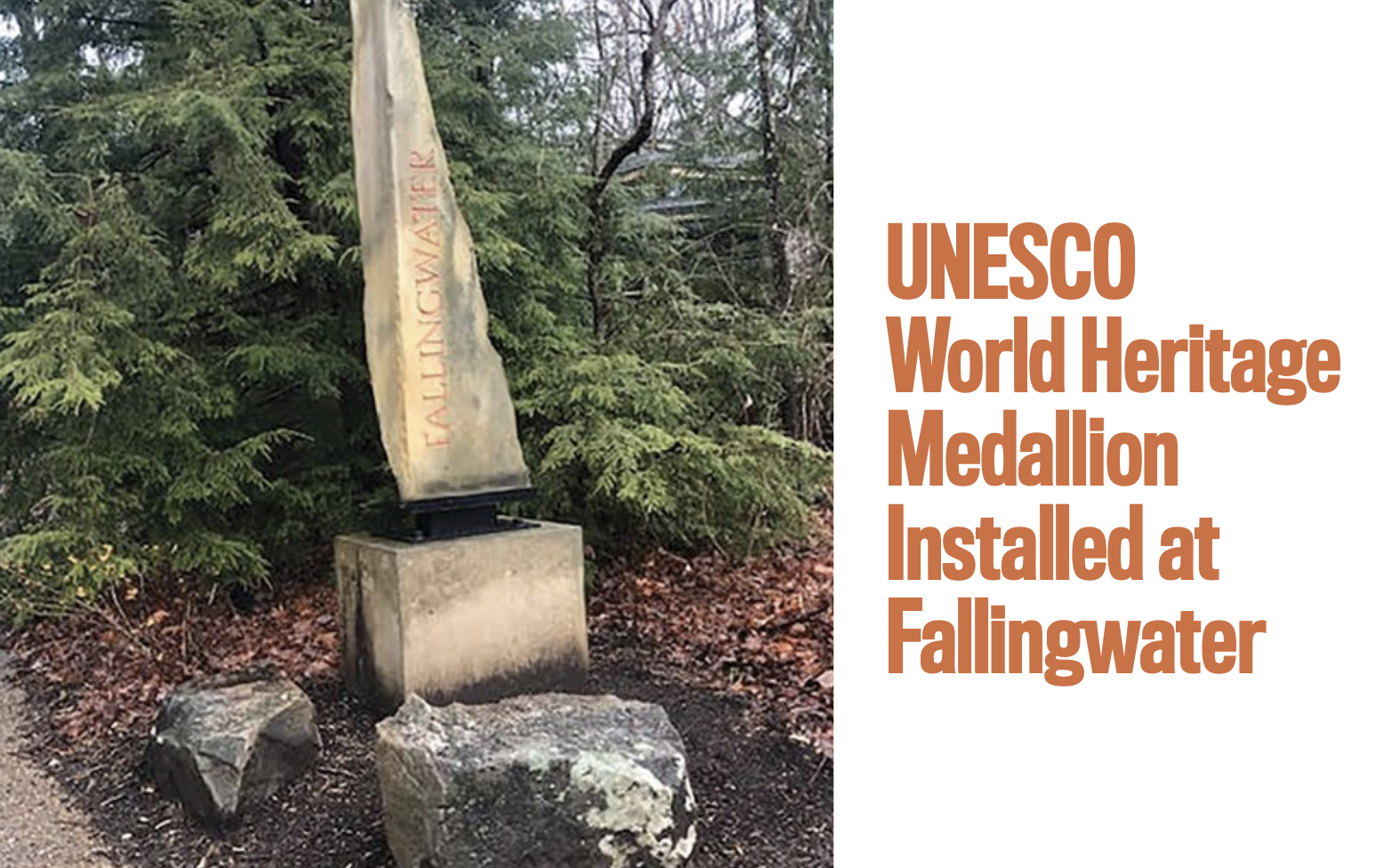 CSDA Contractor Installs UNESCO World Heritage Medallion at Fallingwater Facility